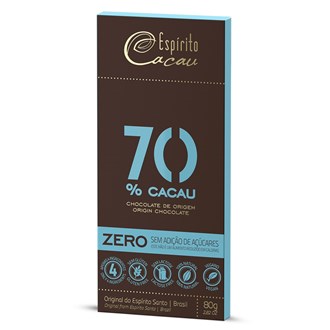 Tablete de Chocolate 70% Cacau Zero Açúcar - 80g