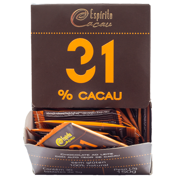 Kit Tablete de Chocolate 31% Cacau ao Leite - 5g (30 un)