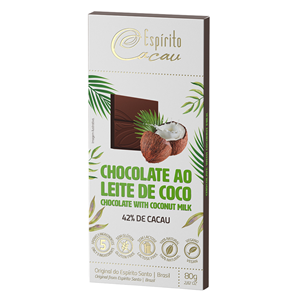 Tablete de Chocolate 42% Cacau ao Leite de Coco - 80g