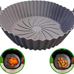 Forma Cesta de Silicone Para Air Fryer Reautilizável Antiaderente Com Alça